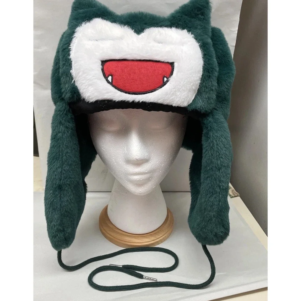Y2K Japanese Cartoon Anime Snorlax Hat Blue Ushanka Hat Cute Warm Winter Hat